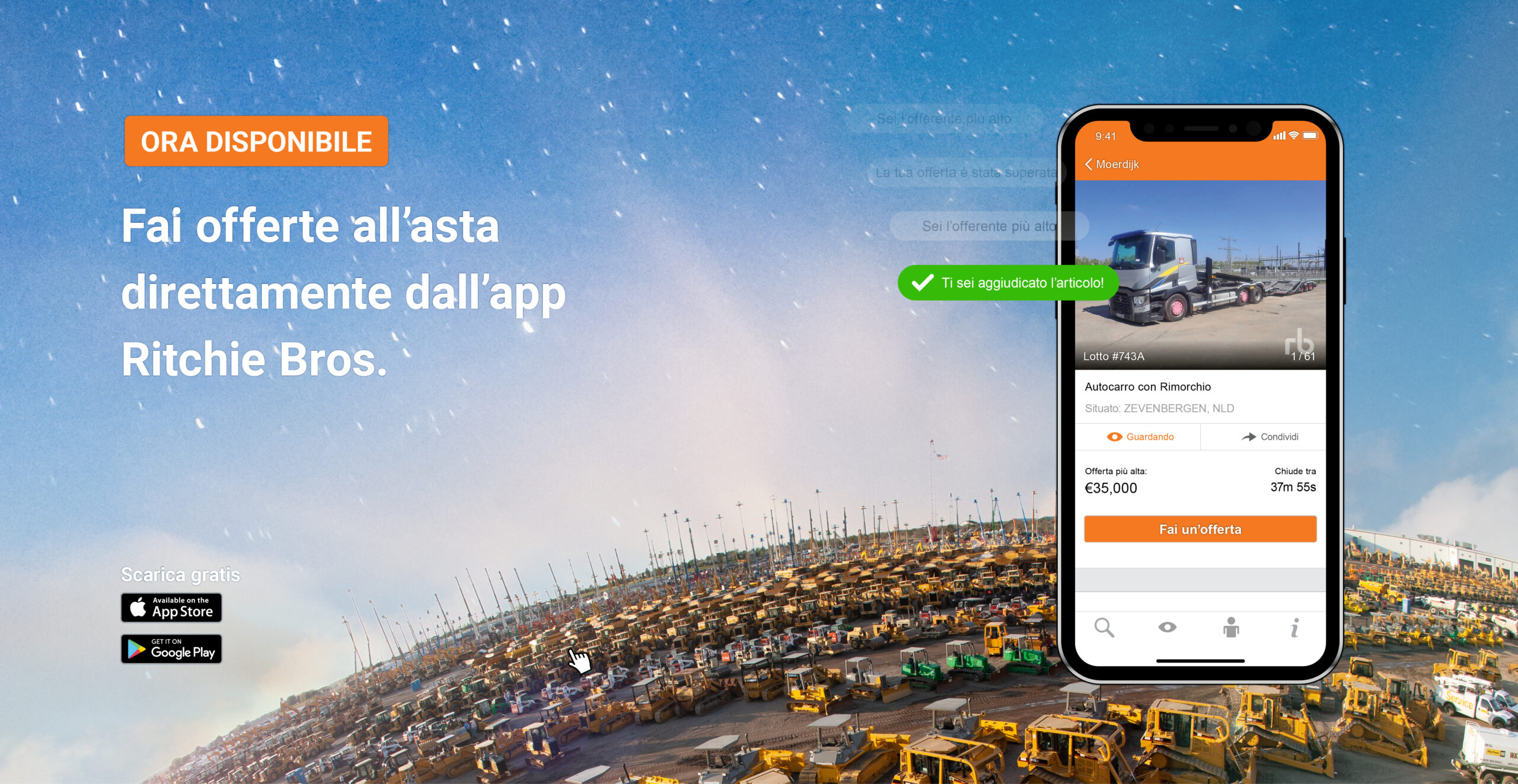 Nuova funzione per la app: ora puoi fare offerte all'Asta a Tempo - Ritchie  Bros Italia